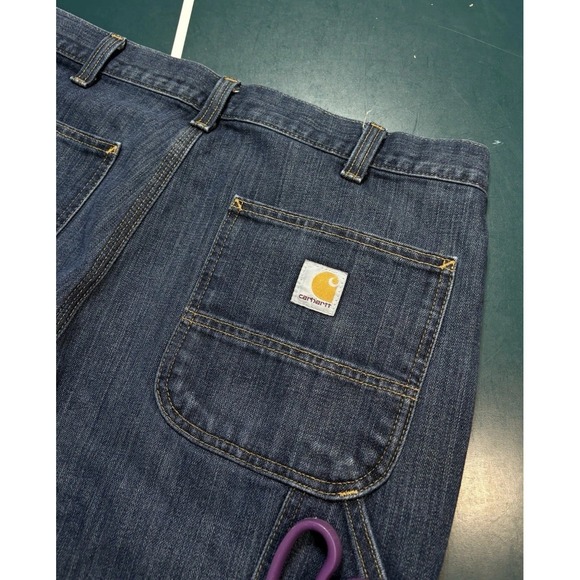 Carhartt Carpenter Jeans Men's 34x30 Relaxed Fit Dark Wash Denim Straight Leg - Picture 8 of 12